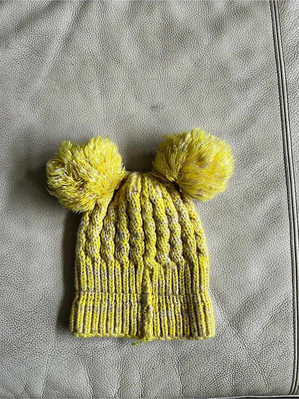 C.C Kids Double Pom Beanie Yellow & Gray